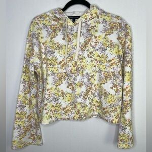 Olivia & Vivian floral drawstring flare sleeve hoodie